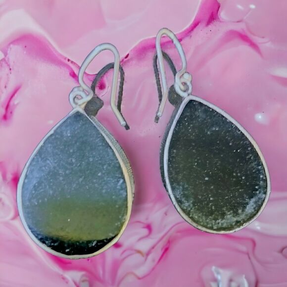 STERLING SILVER with ABALONE DROP Earrings by ARTISAN Hand-crafted - Picture 3 of 7